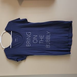 Women's Express short sleeve t-shirt, size M, blue, "Bring on the bubbly"